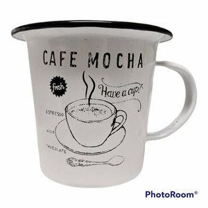 Farmhouse Style Enameled Metal Mug Hearthside Collection Decorative Use White